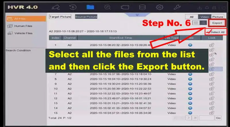 Export cctv footage
