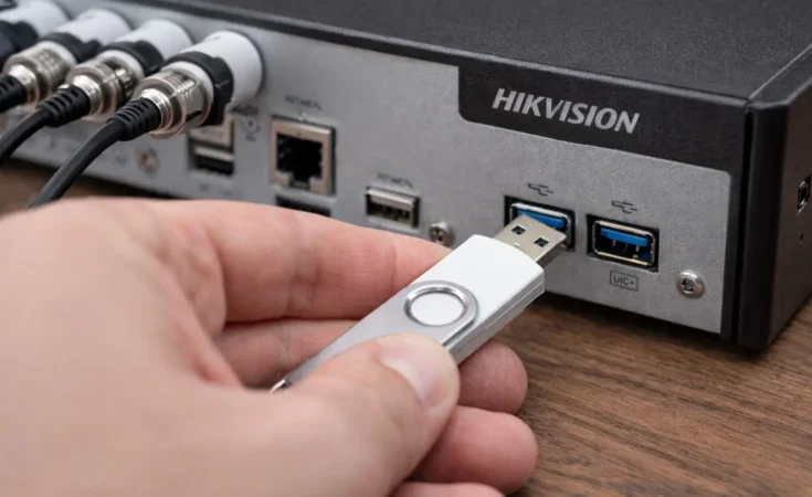 insert the pen drive into hikvision dvr usb port