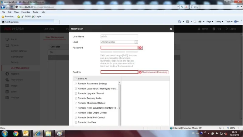 Change the Hikvision Password on Web