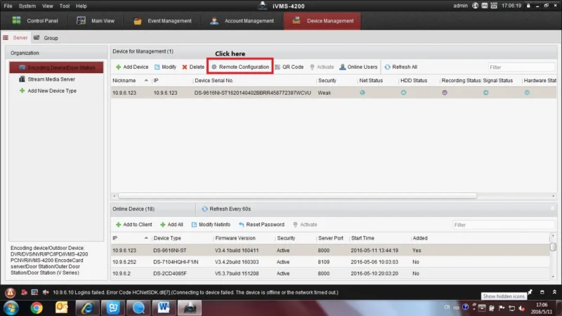 Change the Password of the Hikvision via iVMS-4200