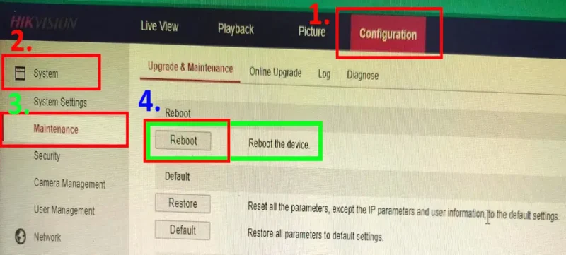 hikvision reboot remotely