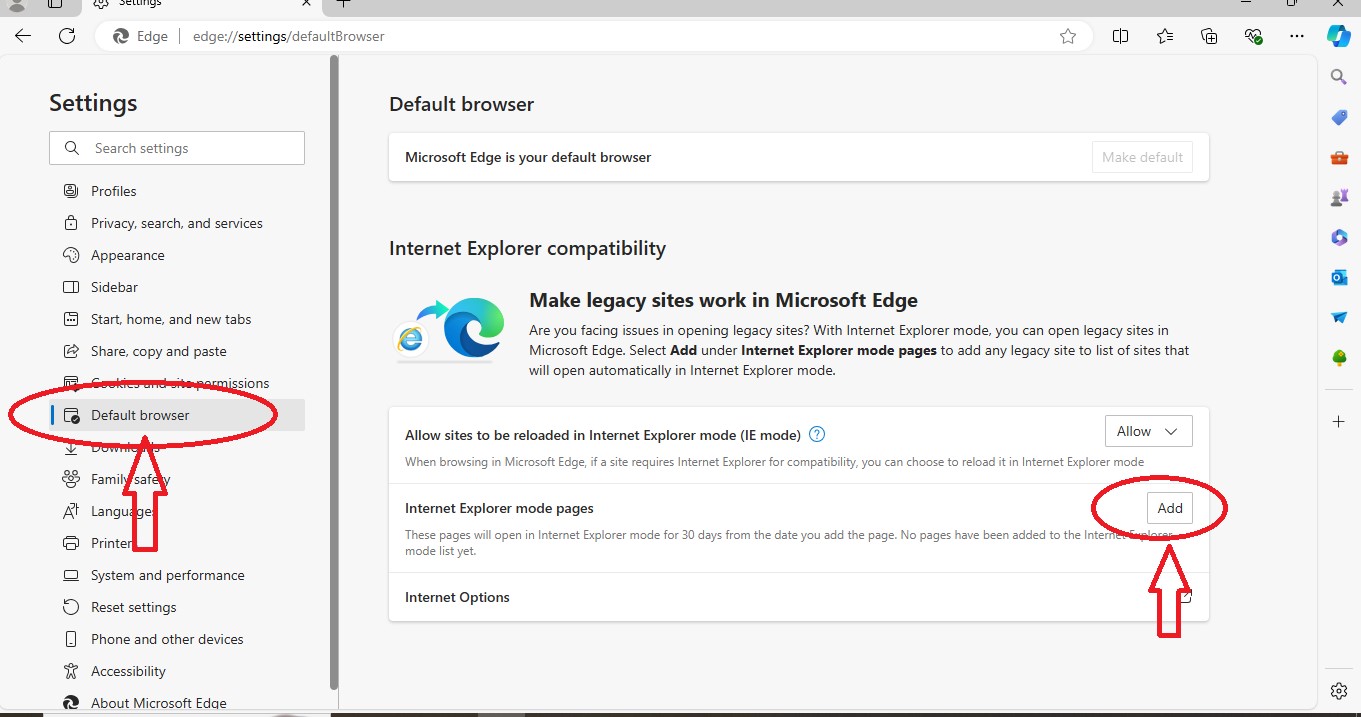 Allow cctv dvr to be reloaded in Internet Explorer mode