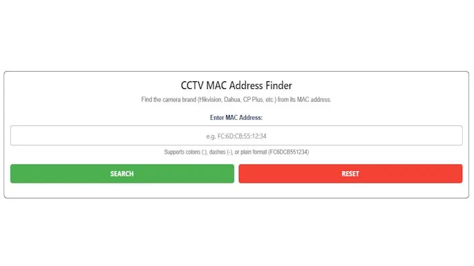 CCTV MAC Address Finder Online Tool