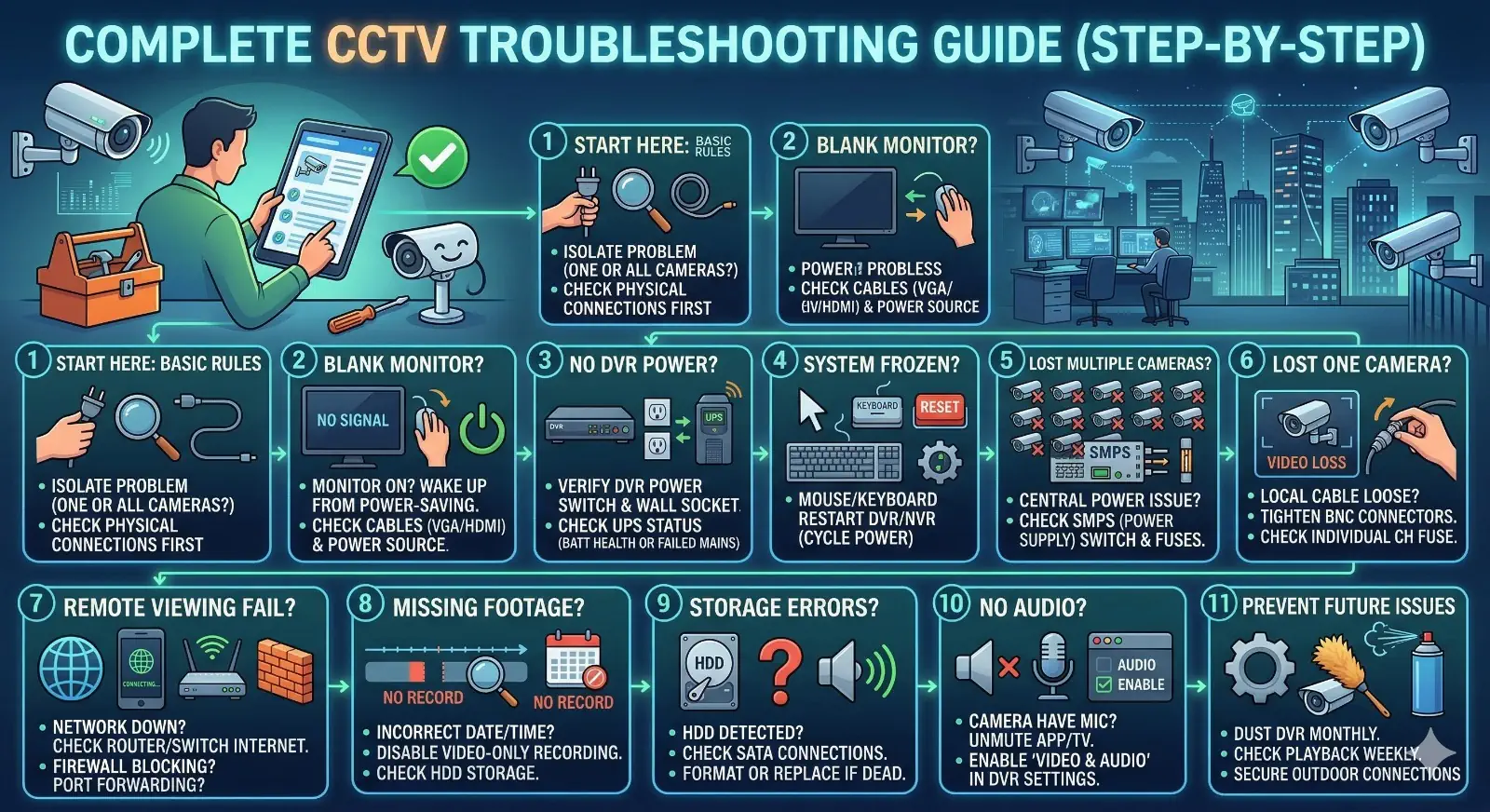 CCTV Troubleshooting Guide: Fix All Camera, DVR and Network Issues Fast 1 CCTV Troubleshooting